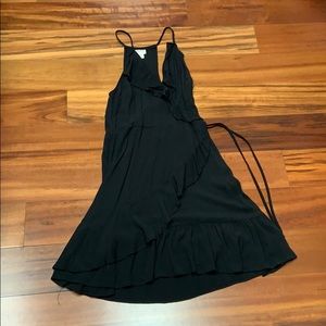 Black ruffle wrap dress
